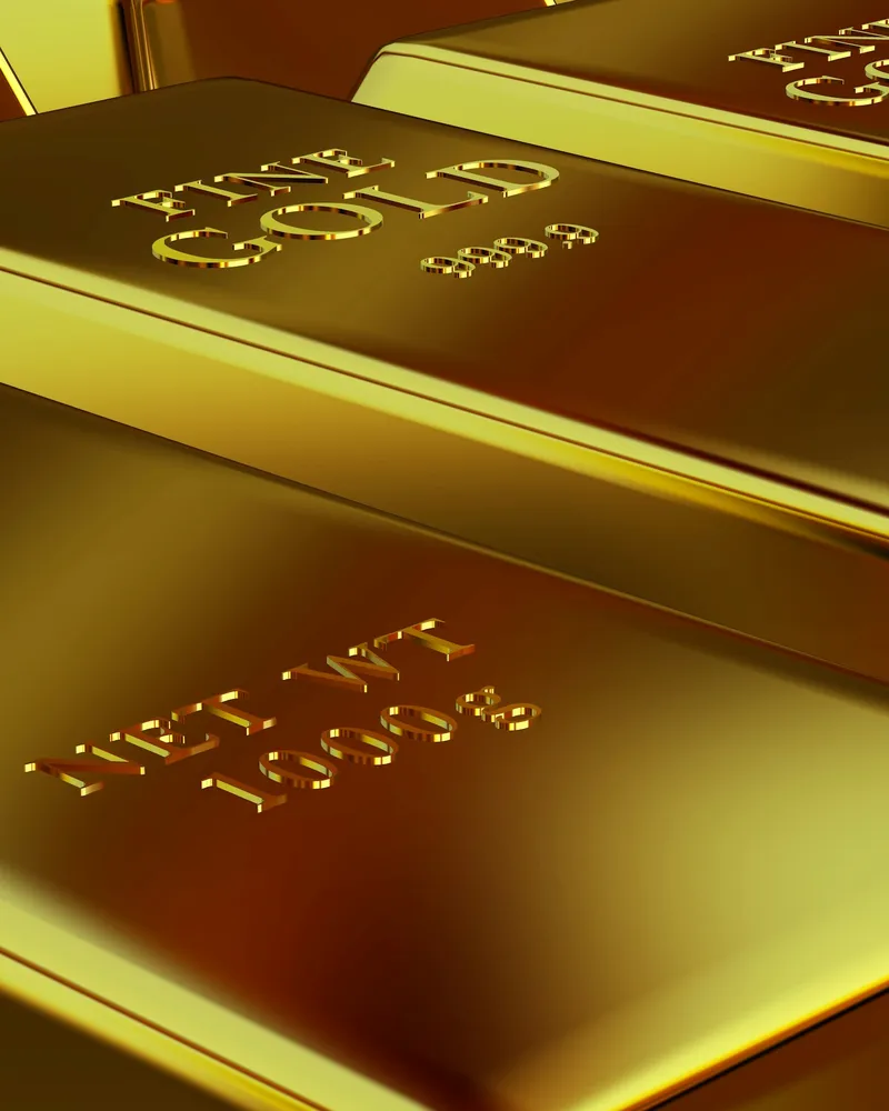 Stacked fine gold bars